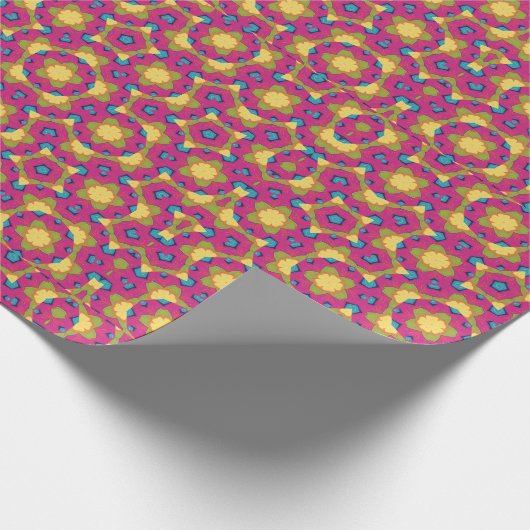 Geometric Kaleidoscopic Mandala Yellow and Pink Geschenkpapier (Ecke)