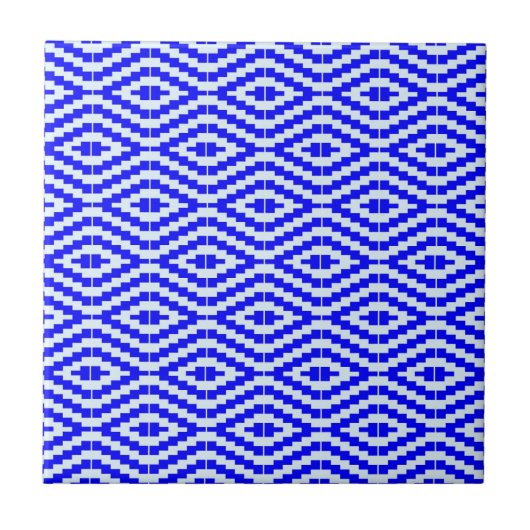 Geometric Kente Bright Blue, White, Fliese (Vorderseite)