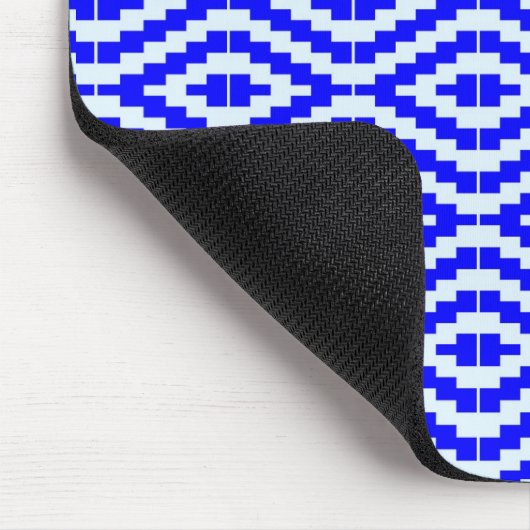 Geometric Kente Bright Blue, White, Mousepad (Ecke)