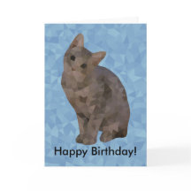 Geometric Kitten Happy Birthday Card