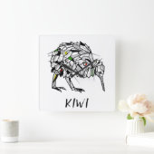 Geometric Koru kiwi Quadratische Wanduhr (Zuhause)