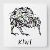 Geometric Koru kiwi Quadratische Wanduhr (Vorderseite)