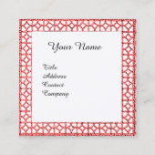 GEOMETRIC LACE RED RUBY GEM STONE MONOGRAMM White Quadratische Visitenkarte (Vorderseite)