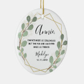 Geometric Leaf Greenery Kollegen Weihnachten Keramik Ornament (Rechts)