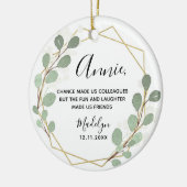 Geometric Leaf Greenery Kollegen Weihnachten Keramik Ornament (Links)