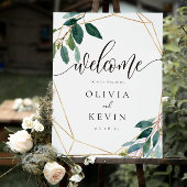 Geometric Leafy Wedding Welcome Sign Poster