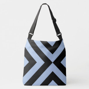 Geometric Light Blue and Black Chevrons Tragetaschen Mit Langen Trägern