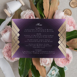 Geometric Lila Gatsby Wedding Menükarte