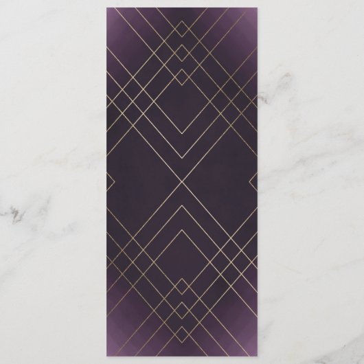 Geometric Lila Gatsby Wedding Programm (Rückseite)