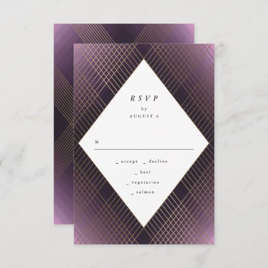 Geometric Lila Gatsby Wedding RSVP (Vorne/Hinten)