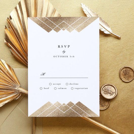 Geometric Lila Gatsby Wedding RSVP Karte