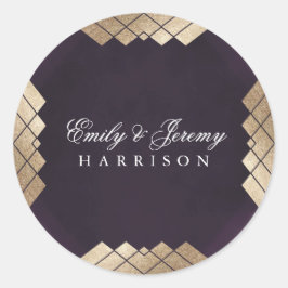 Geometric Lila Gatsby Wedding Runder Aufkleber