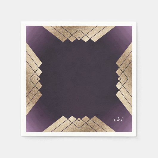 Geometric Lila Gatsby Wedding Serviette (Vorderseite)