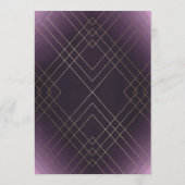 Geometric Lila Gold Gatsby Hochzeitseinladung Einladung (Rückseite)