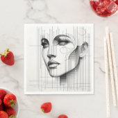 Geometric Line Portrait Serviette (Beispiel)
