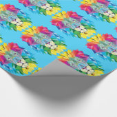 Geometric Lion Head Blue Geschenkpapier (Ecke)
