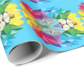 Geometric Lion Head Blue Geschenkpapier (Rolleneckpunkt)