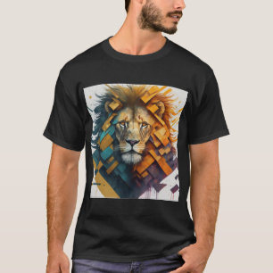 "Geometric Lion Majesty T - Shirt Design"