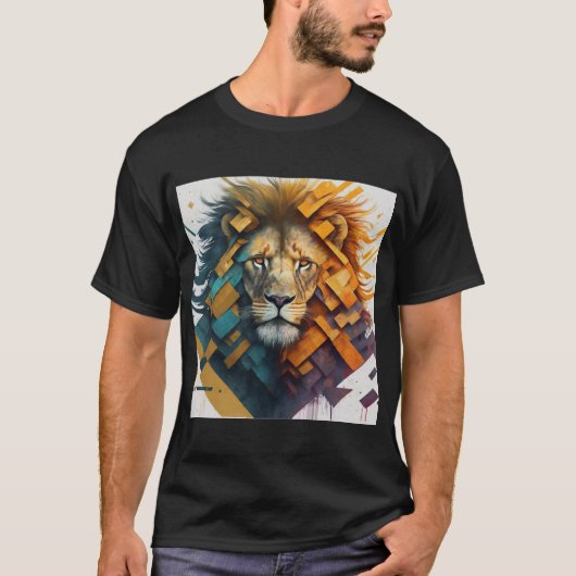 "Geometric Lion Majesty T - Shirt Design" (Vorderseite)