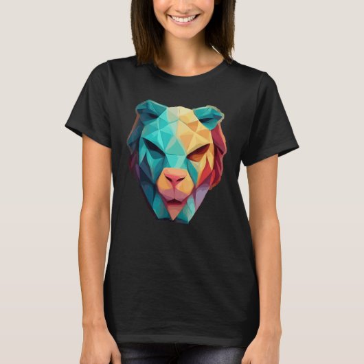 Geometric Lion Polygon Low Poly Lions Face 1 T-Shirt (Vorderseite)