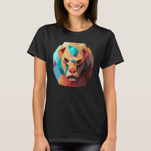 Geometric Lion Polygon Low Poly Lions Face 2 T-Shirt (Vorderseite)