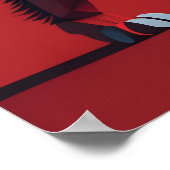 Geometric Lion Red Poster (Ecke)