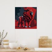 Geometric Lion Red Poster (Küche)