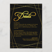 Geometric Luxury Black & Gold Wedding Details Begleitkarte (Vorderseite)