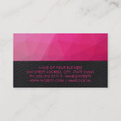 Geometric Magenta | Lux Black Leather Visitenkarte (Rückseite)