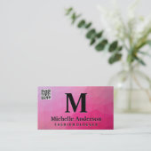 Geometric Magenta | QR Code Business Card Visitenkarte (Stehend Vorderseite)