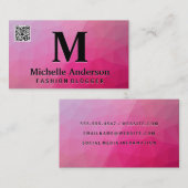 Geometric Magenta | QR Code Business Card Visitenkarte (Vorne/Hinten)