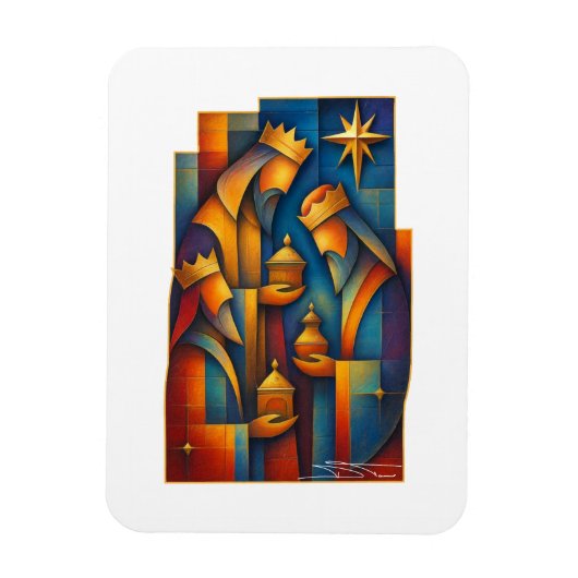 Geometric Magi - Three Wise Men Christmas Star Art Magnet (Vertikal)