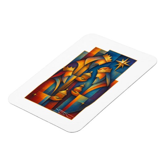 Geometric Magi - Three Wise Men Christmas Star Art Magnet (Linke Seite)