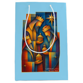 Geometric Magi - Three Wise Men Christmas Star Art Mittlere Geschenktüte