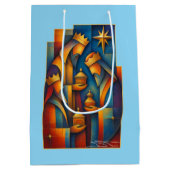 Geometric Magi - Three Wise Men Christmas Star Art Mittlere Geschenktüte (Rückseite)