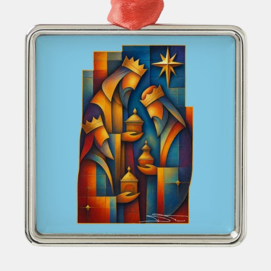 Geometric Magi - Three Wise Men Christmas Star Art Ornament Aus Metall (Vorne)
