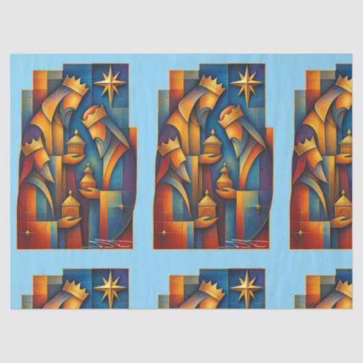 Geometric Magi - Three Wise Men Christmas Star Art Seidenpapier (Vorderseite)