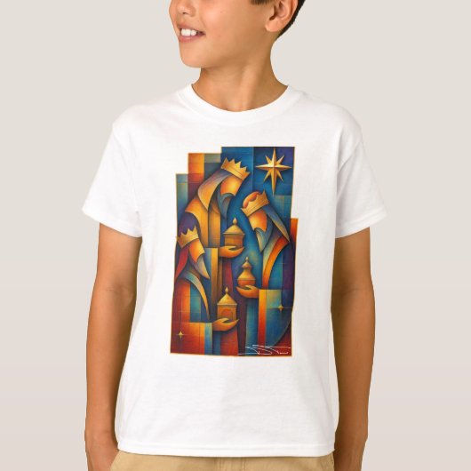 Geometric Magi - Three Wise Men Christmas Star Art T-Shirt (Vorderseite)