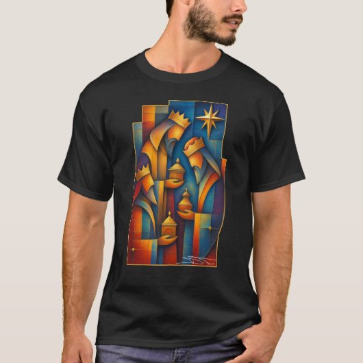 Geometric Magi - Three Wise Men Christmas Star Art T-Shirt (Vorderseite)