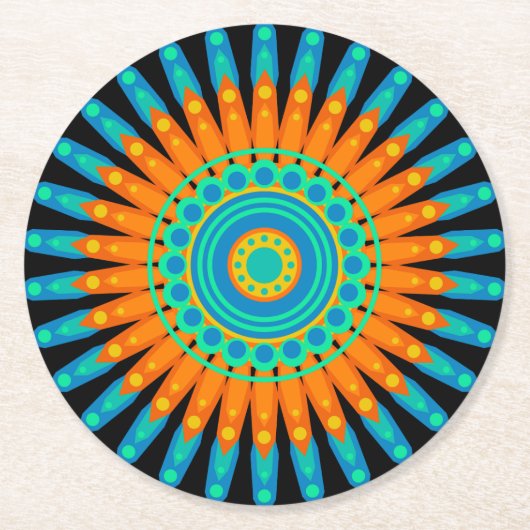 Geometric Mandala Art Circle Design-48256 Runder Pappuntersetzer (Vorderseite)