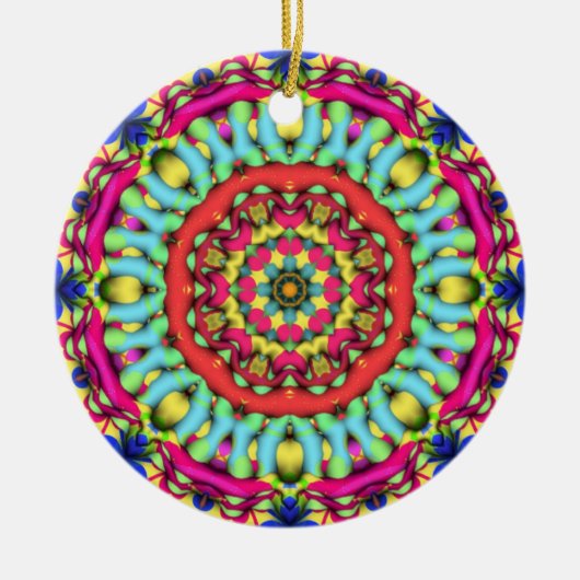 Geometric Mandala Art: Gold Blue Pink Ornament (Vorne)