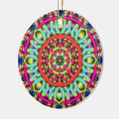 Geometric Mandala Art: Gold Blue Pink Ornament (Links)