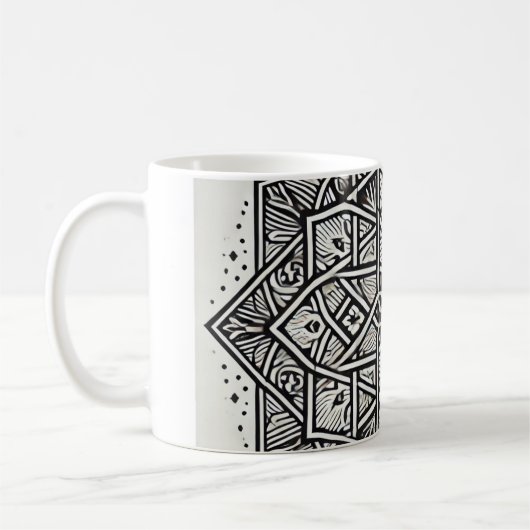 "Geometric Mandala Art Tasse - Einzigartig Schwarz (Links)
