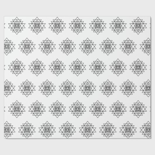 Geometric Mandala Black Line Art Geschenkpapier (Flach)