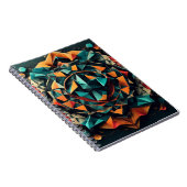 Geometric Mandala Fusion: Blue & Orange Dynamic De Notizblock (Rechte Seite)
