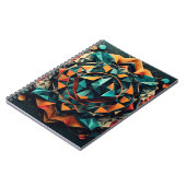 Geometric Mandala Fusion: Blue & Orange Dynamic De Notizblock (Linke Seite)