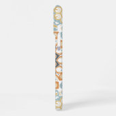 Geometric Mandala in Orange, Gray, and Blue iPhone Hülle (Linke Seite)