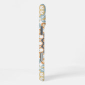 Geometric Mandala in Orange, Gray, and Blue iPhone Hülle (Rechte Seite)