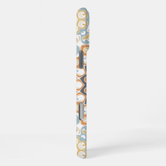 Geometric Mandala in Orange, Gray, and Blue iPhone Hülle (Rechte Seite)