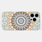 Geometric Mandala in Orange, Gray, and Blue iPhone Hülle (Rückseite (Horizontal))